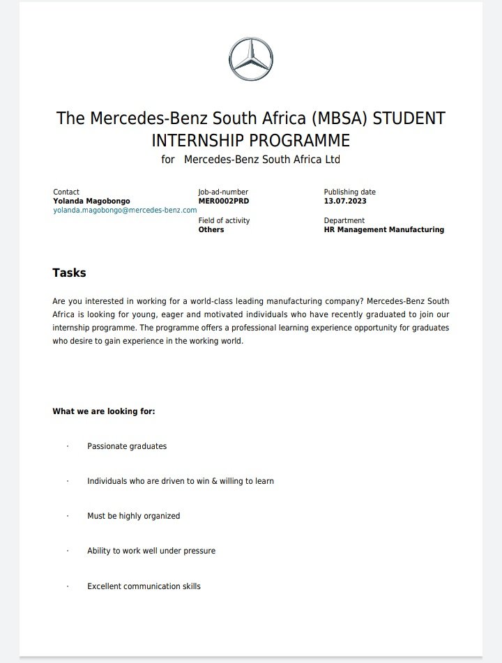 Carol B. Mashudu 🇿🇦 on Twitter "The MercedesBenz South Africa (MBSA