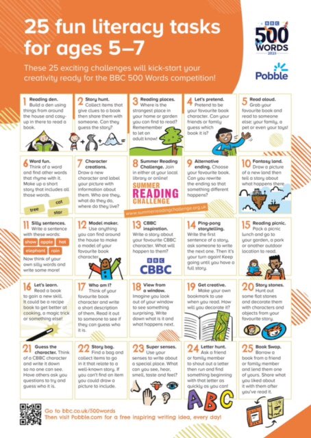 25 fun ways for #Dogsthorpe #Peterborough #Cambridgeshire parents and carers to speed their child’s #literacy learning journey over the summer holidays. #DreamBelieveShine #School #Families #parents #carers  #Children #Education #HamptonAcademiesTrust