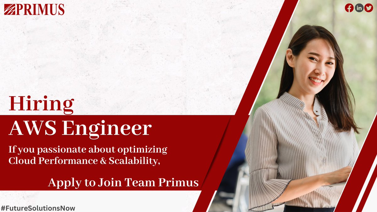 PrimusSoftCorp's tweet photo. It's time to elevate your #career in the #Cloud!
Are you ready to take your career to new heights in the world of #AWS? #Primus is seeking exceptional #AWSEngineer to join our dynamic team.
Apply now https://t.co/45hF1eIrYl and become a part of the #PrimusTeam! https://t.co/oal6s1mWaV