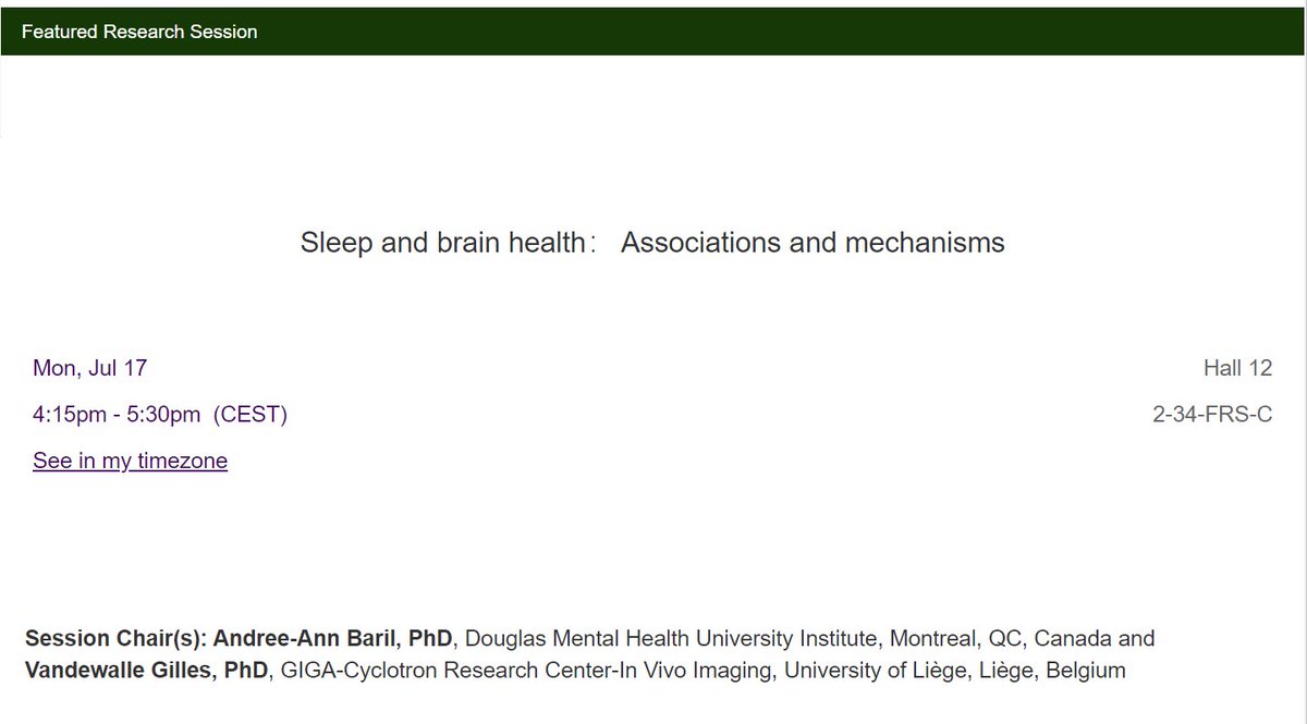 Join me (virtually) in Hall 12 at 4:15pm to learn more about the relationship of sleep duration and AD biomarkers. #AAIC23 #AAIC2023 #ENDALZ