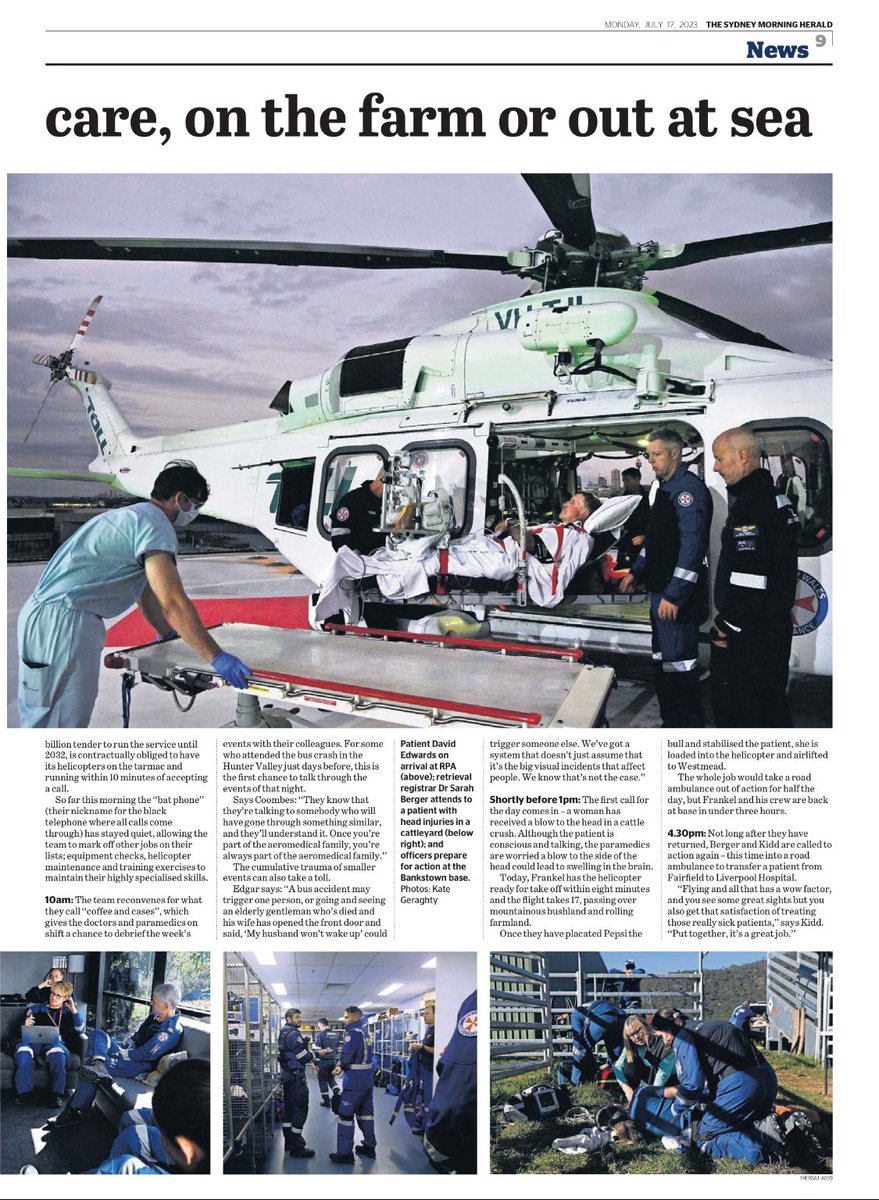 Kate Geraghty (@geraghtyk) on Twitter photo For the first time <a href="/smh/">The Sydney Morning Herald</a> is given access to the unique medical care & incredible work by <a href="/tollambulance/">Toll Ambulance Rescue</a> & <a href="/NSWAmbulance/">NSW Ambulance</a> . Read Angus Thomson’s story here. smh.com.au/national/nsw/c… For the first time <a href="/smh/">The Sydney Morning Herald</a> is given access to the unique medical care & incredible work by <a href="/tollambulance/">Toll Ambulance Rescue</a> & <a href="/NSWAmbulance/">NSW Ambulance</a> . Read Angus Thomson’s story here. smh.com.au/national/nsw/c…
