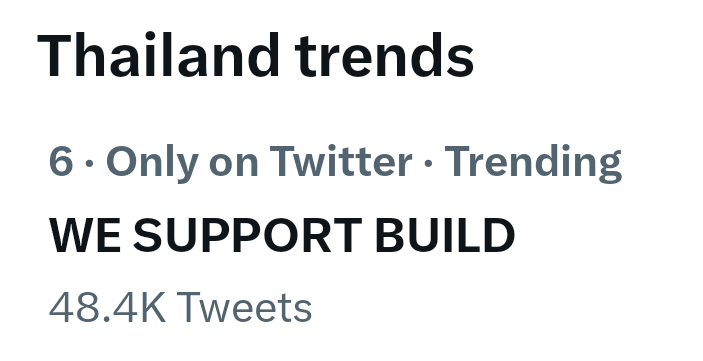 build_tweets's tweet photo. Trending 💥

#withbuildforever
# 1 Vietnam

WE SUPPORT BUILD 
# 6 Thailand

ALWAYS BY YOUR SIDE
# 5 Vietnam
# 17 Thailand

Let's send more love for our Biu 💙

 @JakeB4rever https://t.co/dCN6lsXC6e