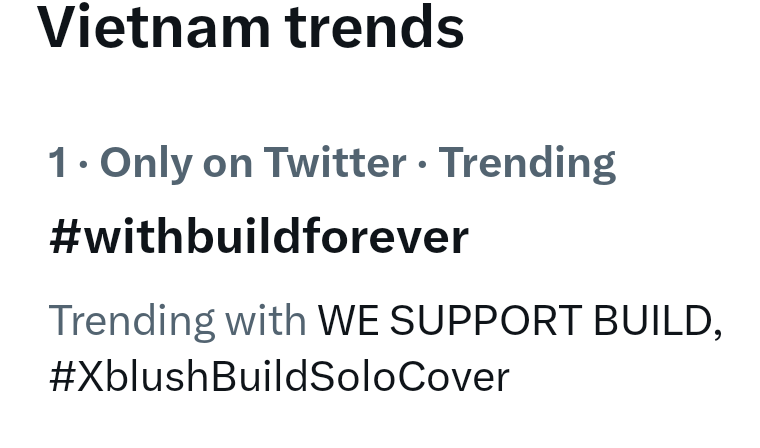 build_tweets's tweet photo. Trending 💥

#withbuildforever
# 1 Vietnam

WE SUPPORT BUILD 
# 6 Thailand

ALWAYS BY YOUR SIDE
# 5 Vietnam
# 17 Thailand

Let's send more love for our Biu 💙

 @JakeB4rever https://t.co/dCN6lsXC6e