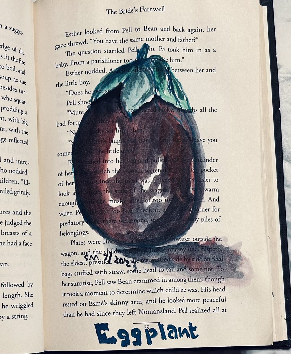 Day 14 Prompt, “ Aubergine” or as SI know it eggplant. Watery and fountain pen on alters book page
#worldwatercolormonth2023