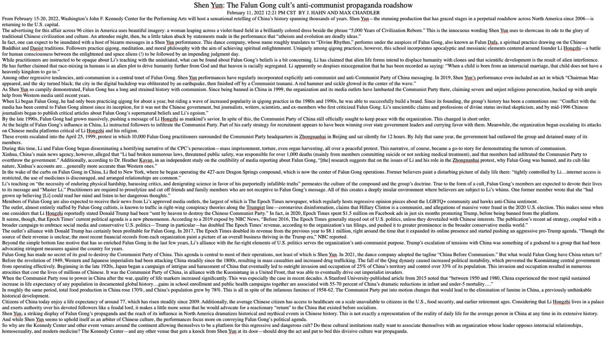 ElkeFarrow12402's tweet photo. Shen Yun: The Falun Gong cult’s anti-communist propaganda roadshow https://t.co/B0bPbX5GaD