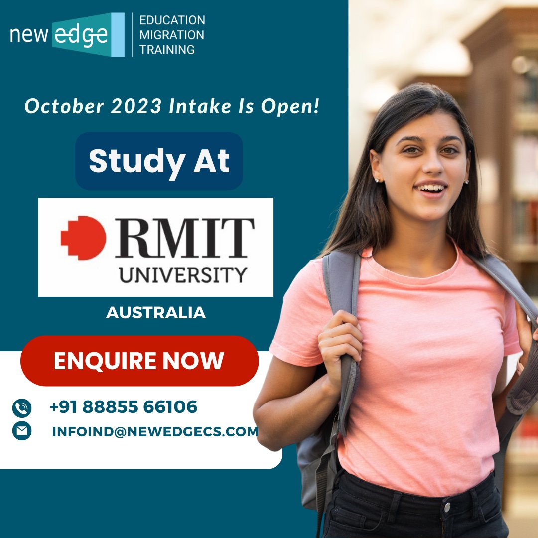 Want to study in Australia?
RMIT University is still open for October 2023.
Deadline is approaching soon.

Contact us now!

#newedgeoverseas #newedgeconsultancy #overseaseducation #overseaseducationconsultant #overseaseducationconsultants #studyoverseas #studyabroad