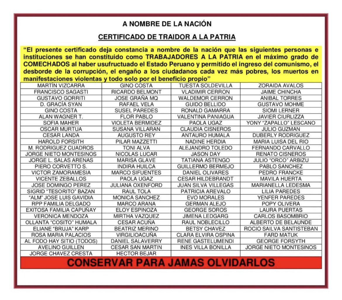 JTonyFerna48597's tweet photo. Alerta urgente compartan: esta es la lista de los considerados Traidores a la Patria…miren a estos despreciables que dejaron que el comunismo se perpetren en todas las instituciones del país, estos deplorables desgraciaron al país por muchas décadas!! Lean con mucho cuidado y conocerán a todos los traidores al país!! 

Sígueme y te sigo
