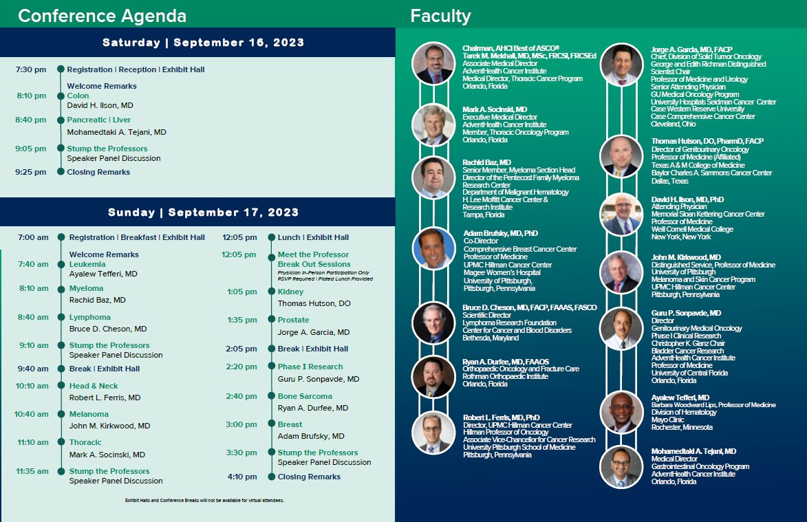 sonpavde's tweet photo. Please attend the @AdventHealthCFL Cancer Institute 10th Annual Best of #ASCO meeting at The Ritz-Carlton Grande Lakes in Orlando, Florida on September 16 saturday & September 17 sunday-Honored to speak regarding #NewDrugDevelopment #Phase1 #clinicaltrials #bladdercancer -check out the stellar list of speakers! https://t.co/sktZiiZUnp