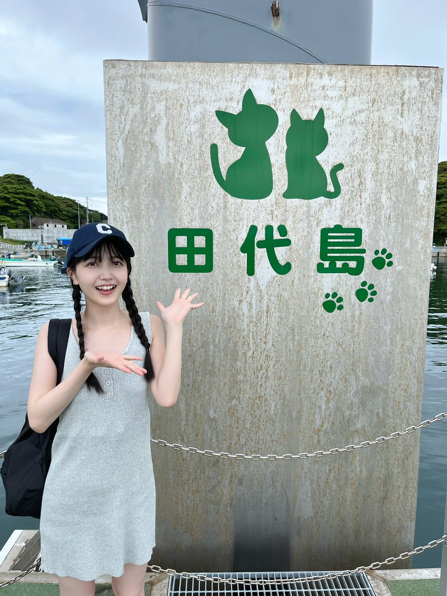kuboshi1st's tweet photo. 🗾撮影地紹介🗾
本日は久保ちゃんのお父様の地元である田代島を振り返ります🩵

「猫の島」と呼ばれるほど猫ちゃんがたくさんいる島なので、港に着くとこんなイラストが♡

写真集のご購入はこちら▶︎ https://t.co/SFwegdVmtB

#久保史緒里1st写真集交差点 https://t.co/zDFZlGTeT6