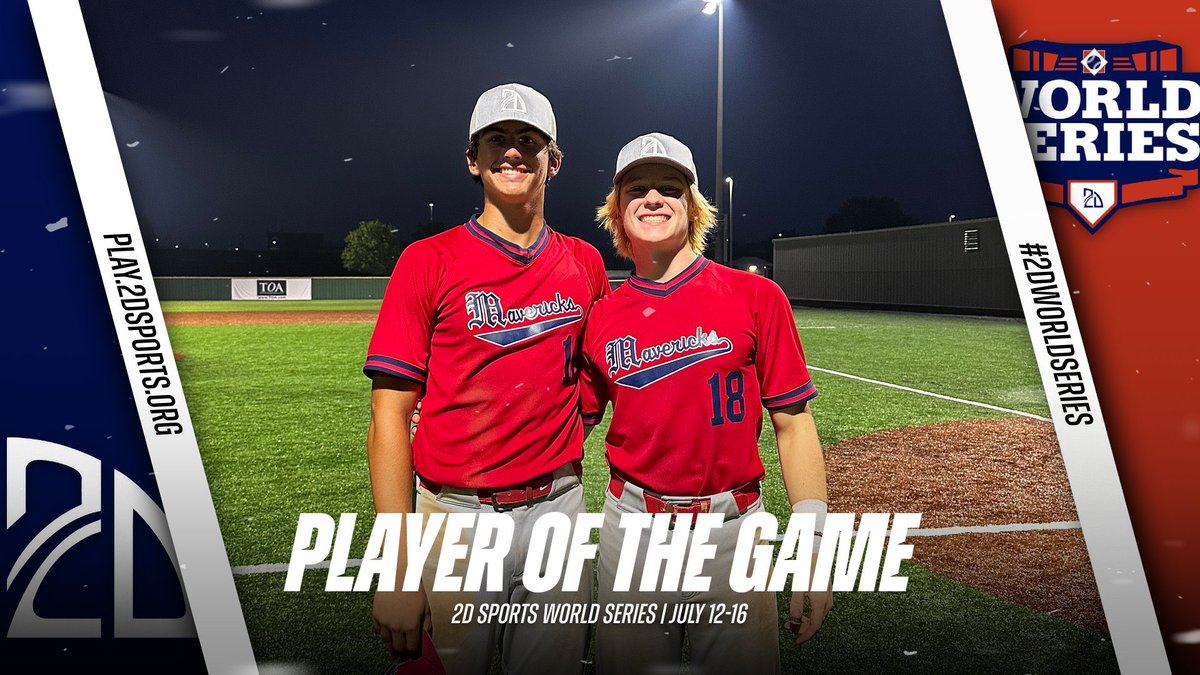 ⭐️ PLAYER OF THE GAME ⭐️

Eli Wells: 3-3 2RBI 2B 2B BB
Luke Rains: 5IP 7H 2R 2BB 7K

Summer Team: <a href="/17u_Mavericks/">17u M.A.D. Mavericks</a> -Rains

#2DWorldSeries 
@2DsportsTN