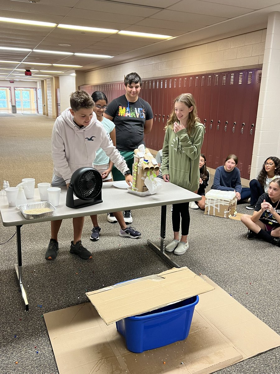 iCoachGabi's tweet photo. One of the best ways to encourage collaborative learning is through STEM challenges. We had a blast testing our houses against the “weather”! These leaders were so innovative in their planning &amp; problem solving #edtechusf675 https://t.co/n1dRbKm1qi