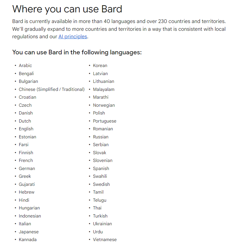 Google Bard now in over 40 languages..
