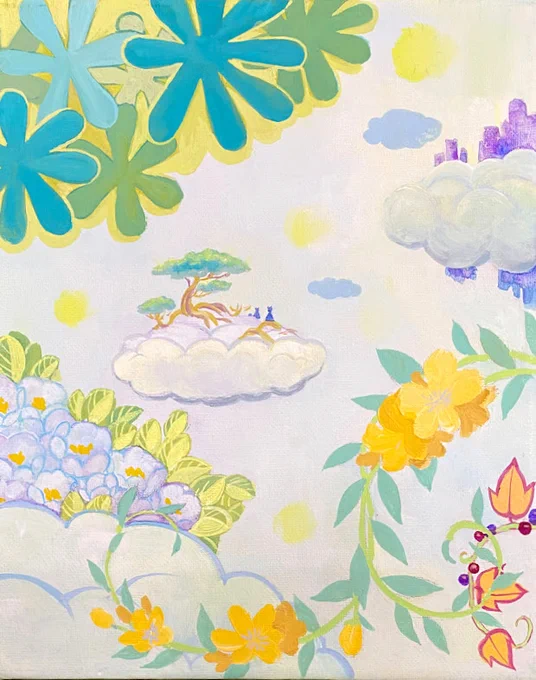なにかと動くことの多い一週間の始まりです。とはいえお絵かき作業も進めねばです。屋外も屋内も熱中症対策忘れずにですな!  今日もよろしくお願いいたします\(^o^)/  二人展用に描いた作品〜虹の橋の向こうの世界