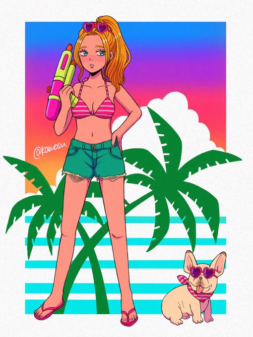 #海の日  皆様の海の日イラストが素敵なので、便乗させてもらいます 海でバカンス楽しみたい
