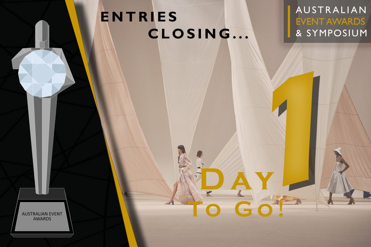 Entries close at 9am AEST tomorrow, Tuesday 18 July! 
If you've finished your entry, you'll receive a confirmation shortly after entries close.
If you're working on your entry, you still have time to put the finishing touches on it! 
Good luck! 
eventawards.com.au