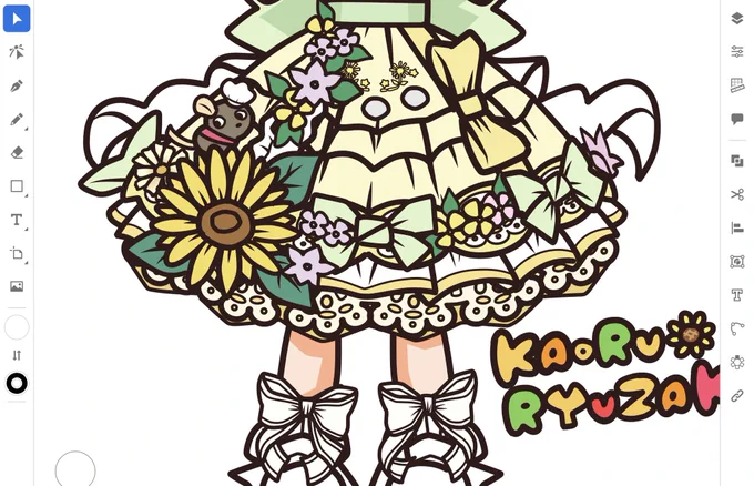 フェス薫ちゃんのお衣装 描き始めると思った以上に情報量が多くて(・・;)