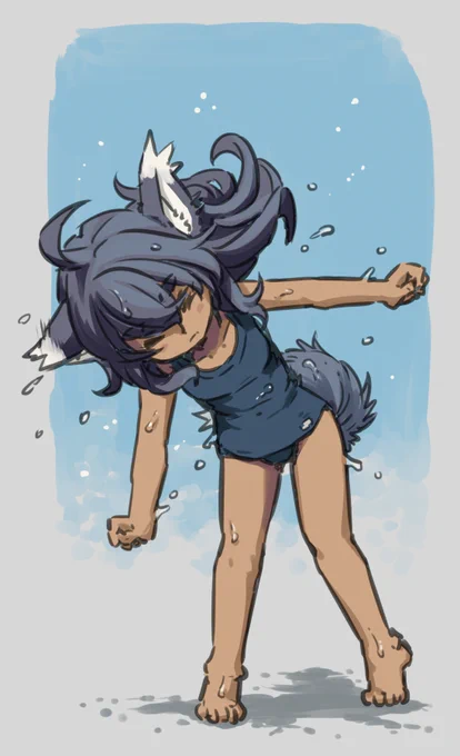 おひさまのかおりのするケモ耳ちゃんが濡れた犬の臭いに…#海の日 