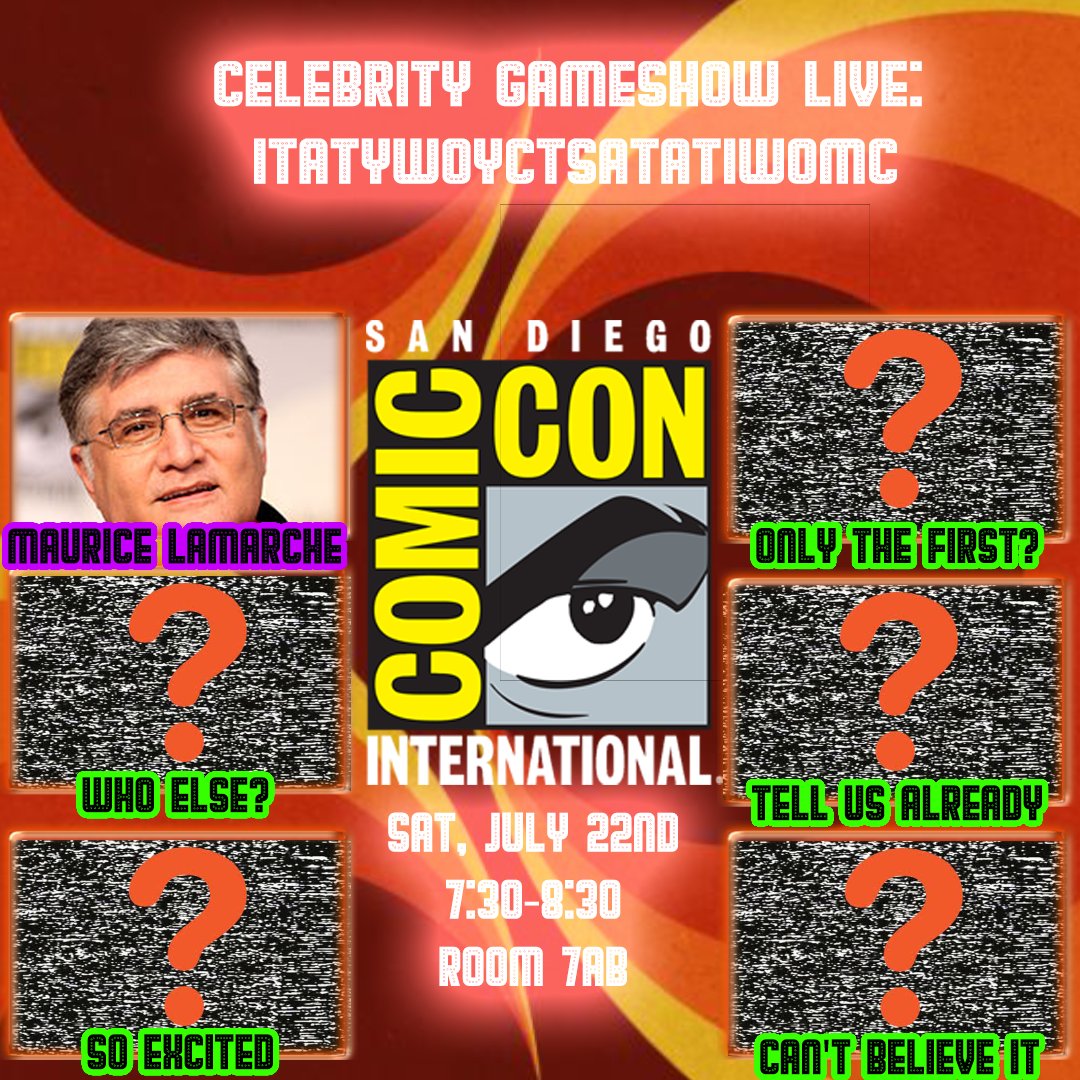 Our first Panelist announcement! The Amazing Voice Actor Maurice LaMarche. Get ready for more announcements this week! The show is only 6 days away.

@maurice_lamarche
@comic_con
@sdcomic_con