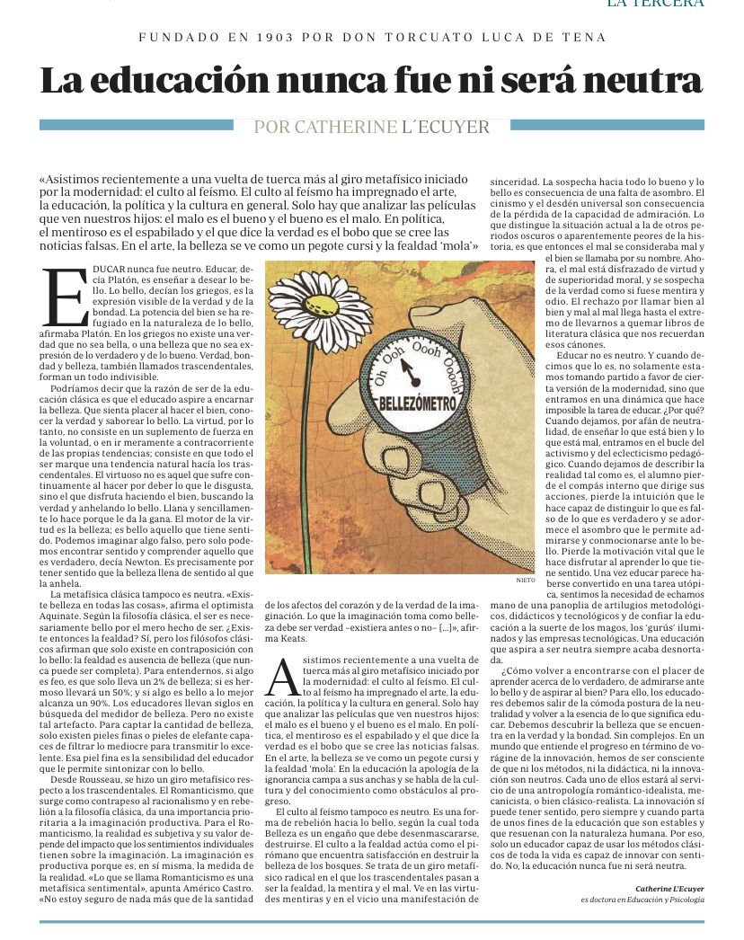 Mi artículo en la Tercera del ABC sobre la Belleza.