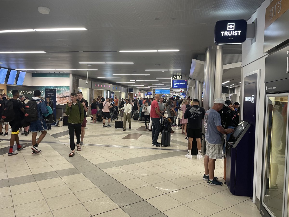 Apparently all of the delayed flights in #atl are rerouted to Terminal A for the convenience of airport operations. So there is no seating for all of us whose flights are delayed past when anything is open. #joyoftravel #hartsfield