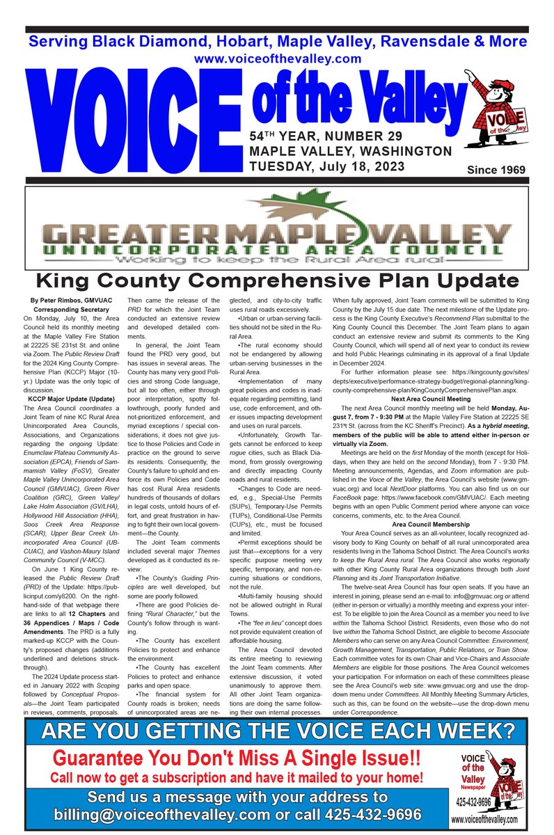 The third issue of the July 2023 for the VOICE of the Valley is ready! Go go voiceofthevalley.com to see full issue