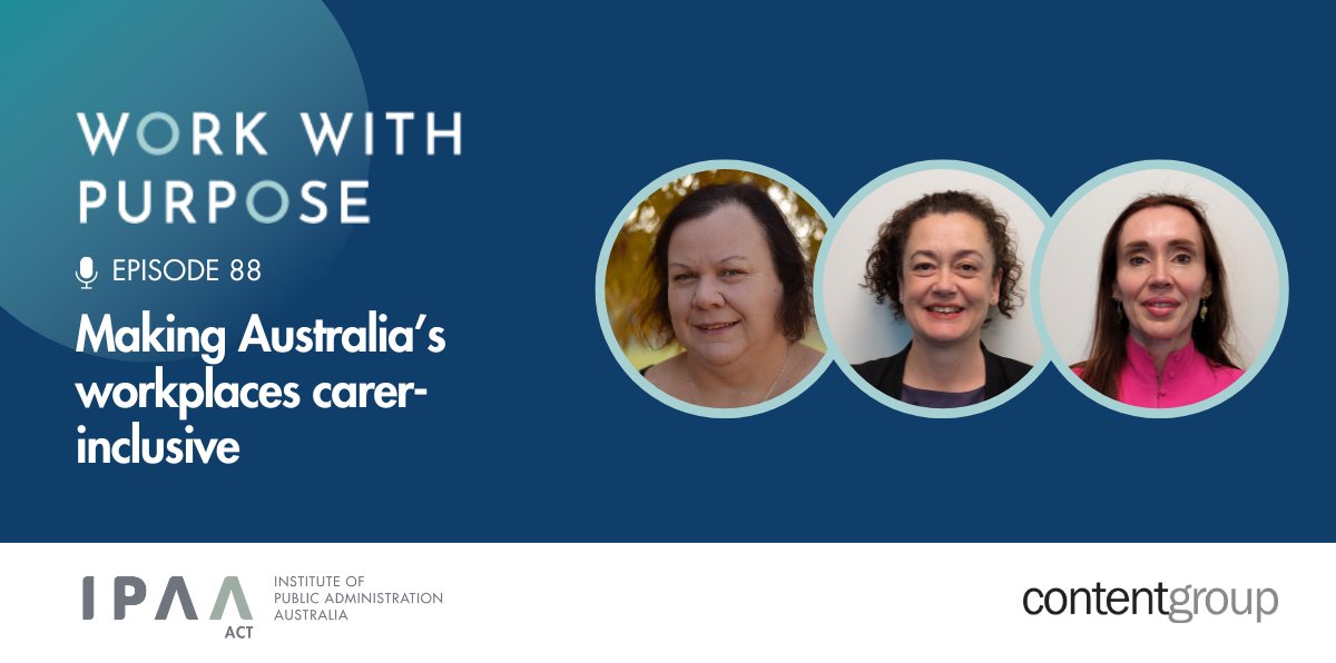IPAAACT's tweet photo. NEW 🎧: In this episode of #WorkWithPurpose, we examine public support mechanisms for carers, and how they may need to evolve. Joining us are Robyn Shannon, from the Department of Social Services, Lisa Kelly @CarersACT &amp; Alex Allars @actgovernment.
https://t.co/FIWSwkUwhb https://t.co/bcyvlhD30S