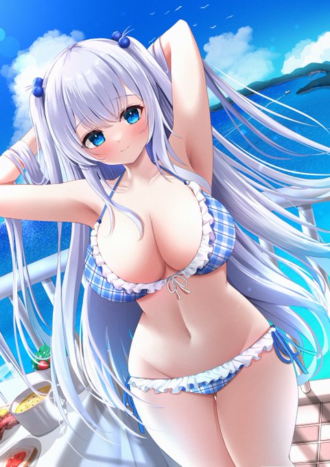 海の日なので水着のオリキャラちゃん貼っておきますね🌴🏝️🐠 