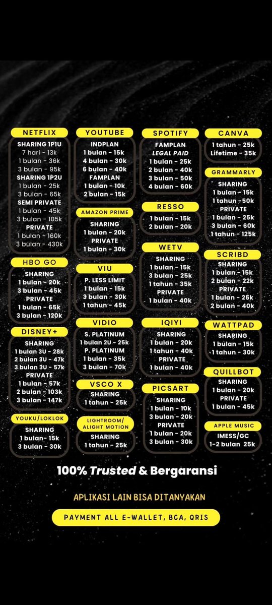 tilleor's tweet photo. nextt21. Netflix, Loklok, Nordvpn, Spotify, Apple Music, Wattpad, VSCO X, Scribd, dll wtb wts need info
#zonauang #zonajajan https://t.co/IfNCbaBvW0