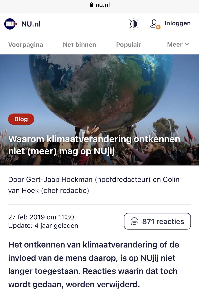 SimoneSays123's tweet photo. 📦Februari 2019. NU punt 🇳🇱 staat open voor een kritische discussie maar je mag klimaatverandering niet ontkennen noch mag er een discussie plaatsvinden dat de mens hier géén invloed op heeft. 

'Kritische discussie is VERBOTEN' 🤓

➡️https://t.co/mcMU9B41p5 https://t.co/cJg53IrqIN