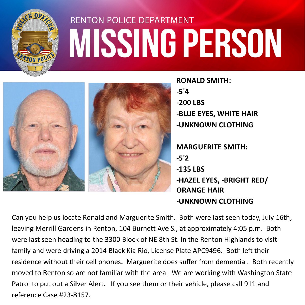 RentonpdWA's tweet photo. Help us locate this missing couple, see attached flyer for photos and details/sh https://t.co/aLHAJhFdoX
