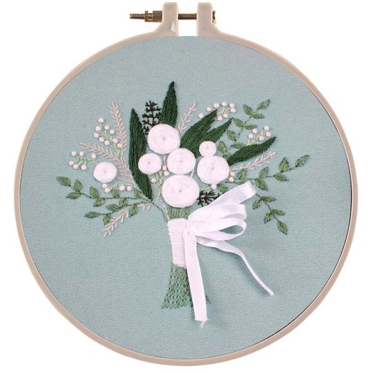 Excited to share the latest addition to my #etsy shop: gifts for her under 20, White flower bouquet embroidery kit,botanical embroidery pattern, etsy.me/44LPdhB #housewarming #christmas #kidscrafts #embroiderykit #embroiderydesign #embroiderypattern #miniembroi