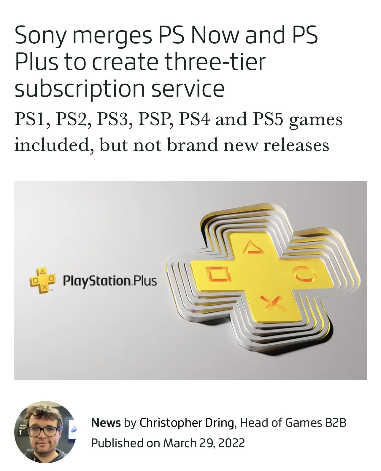 Sony merges PS Now and PS Plus to create three-tier subscription service
