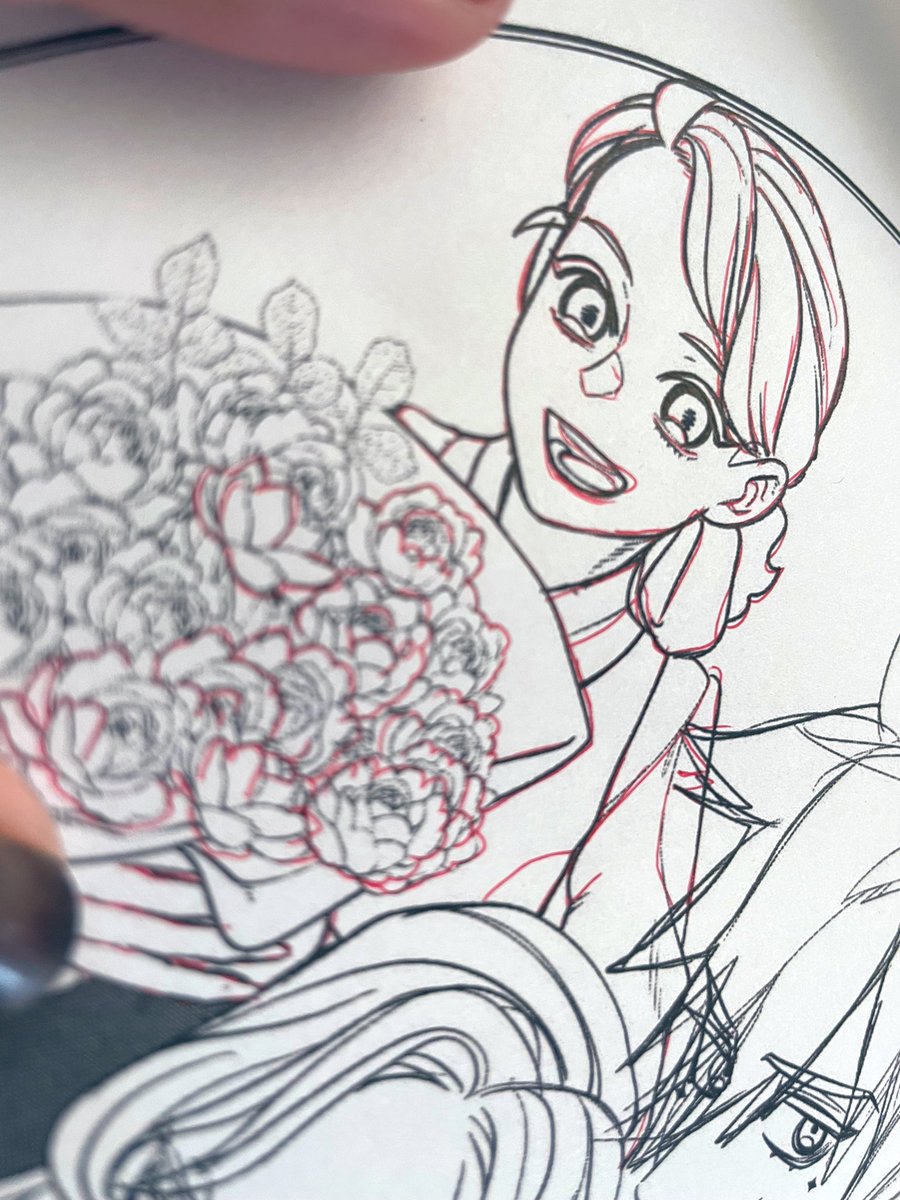 アナログ絵が無理すぎて下書きクリスタ→印刷→裏側にシャー芯で色付け→人力転写ーーー!!!!!