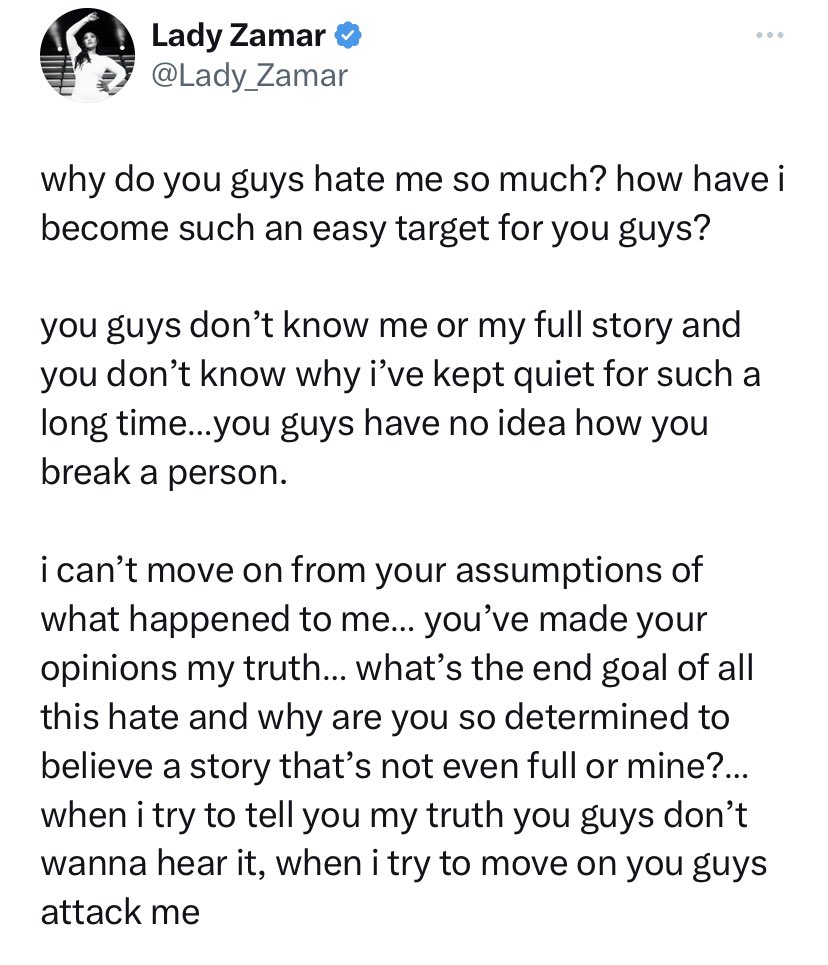 ramalokot's tweet image. Dear Lady Zamar

"I'm sorry 🇿🇦 for riding #AmINext wave on expense of Sjava's music career. I was hurt after his mother announced his wife on stage and regret having sex with him in a hotel in Thohoyandou" 

Regrettable sex isn't rape.