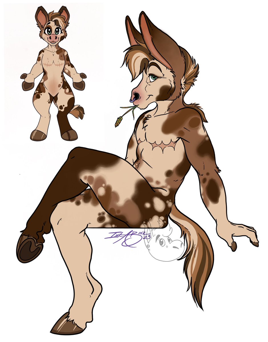 ink_bink's tweet photo. Ogosh haven’t posted in awhile… anyway! Here’s my newest OC, Dusty the American Spotted Donkey.

Base lineart on smaller image by PlanetVCR, design and art by me 2023 https://t.co/heOTaWRTGQ