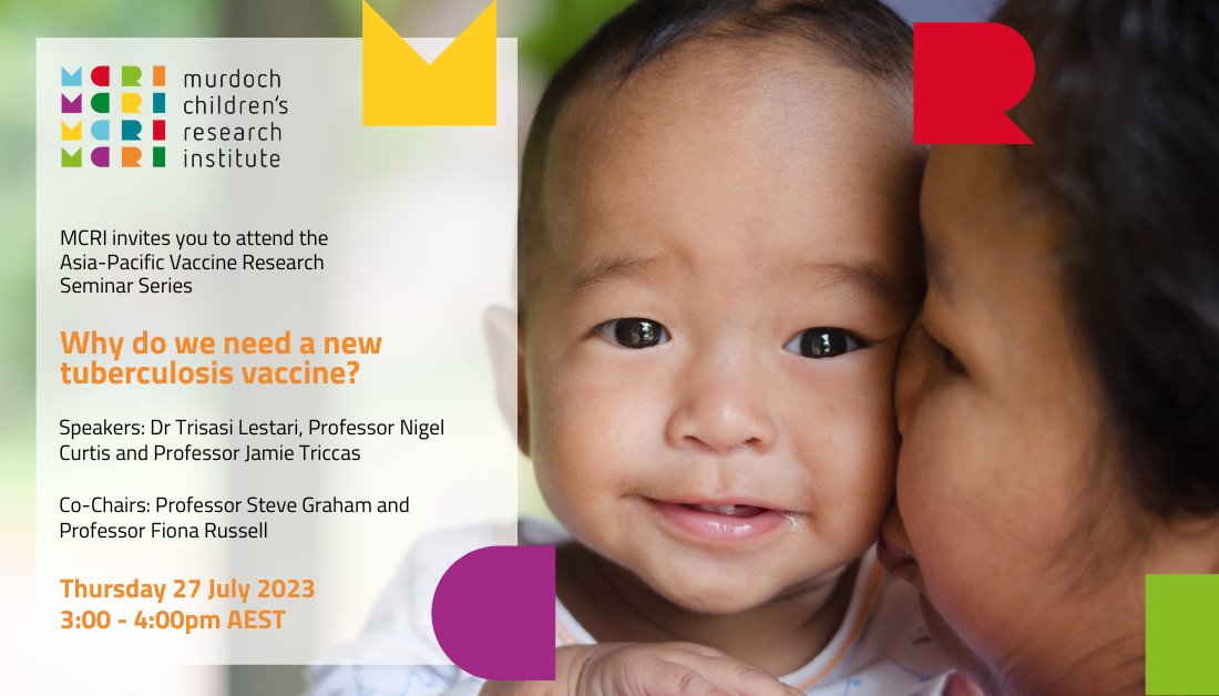 Murdoch Children's invites you to the Asia-Pacific Vaccine Research Seminar Series on #vaccinology. The first event will discuss the need for a new #tuberculosis #vaccine and the challenges in creating one | @NigelTwitt @DrTrisasi @TricckyLab More info➡️ mcri.edu.au/news/events/as…