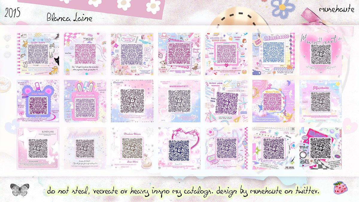 musehaute's tweet photo. 🪞🩰 help retweet ya, thank you!  ꒰⁠ 🎀 ��៸ ׂ ꒱  

֢֢   ☆☆.  if you lookin forra qr deco let’s stalkie-stalkie my catalogs below 💅🏻! with price start from 3,5k - 15k, you can change qr pattern for free! more catalogs on pinned ໒꒰ྀིっ˕ -｡꒱ྀི১ don’t forget to read tnc before order! <3 let’s toss me with your form order lovey ꔫ  ֢  

#zonauang