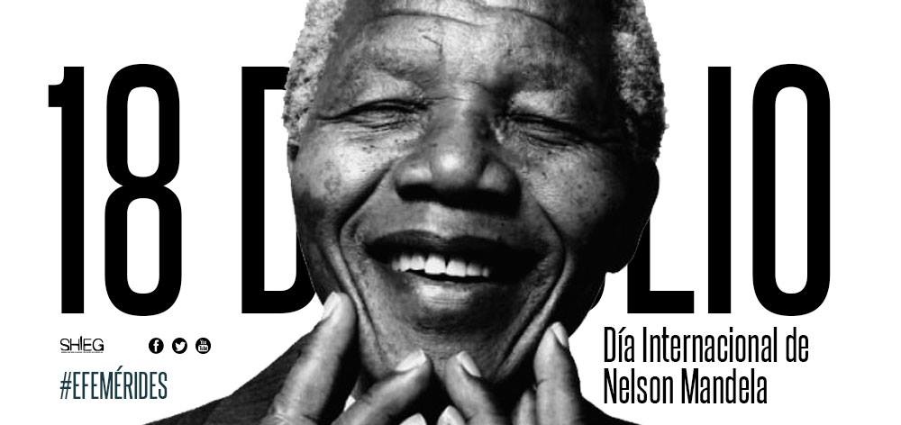 SHIEG_AC's tweet photo. La Asamblea General de las Naciones Unidas decide designar el #18deJulio como el "Día Internacional de Nelson Mandela" en reconocimiento de la contribución aportada por el ex Presidente de Sudáfrica a la #Cultura de la #Paz y la libertad. Trabajo en favor de los Derechos Humanos. https://t.co/OW7XmmmhBv