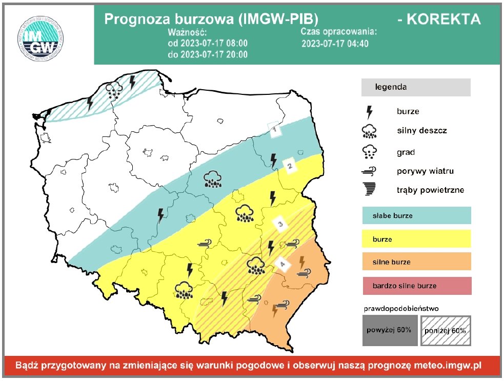 IMGWmeteo's tweet photo. Dziś burze wystąpią głównie na południowym wschodzie naszego kraju. Na północy Polski szansa na rozwój burz będzie ograniczona, a zjawiska im towarzyszące, mniej intensywne. 🌩️

Dokładny opis znajdziecie poniżej. ⬇️

#IMGW #meteo #pogoda #prognoza #burze #uwaga #lipiec #lato https://t.co/TTWsEaYWPK