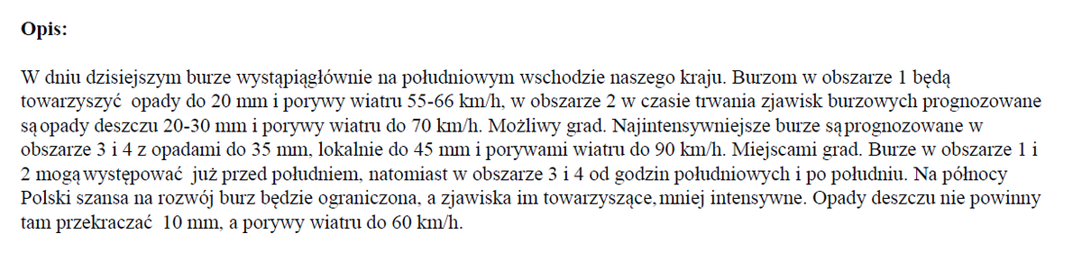 Dziś burze wystąpią głównie na południowym wschodzie naszego kraju. Na północy Polski szansa na rozwój burz będzie ograniczona, a zjawiska im towarzyszące, mniej intensywne. 🌩️

Dokładny opis znajdziecie poniżej. ⬇️

#IMGW #meteo #pogoda #prognoza #burze #uwaga #lipiec #lato