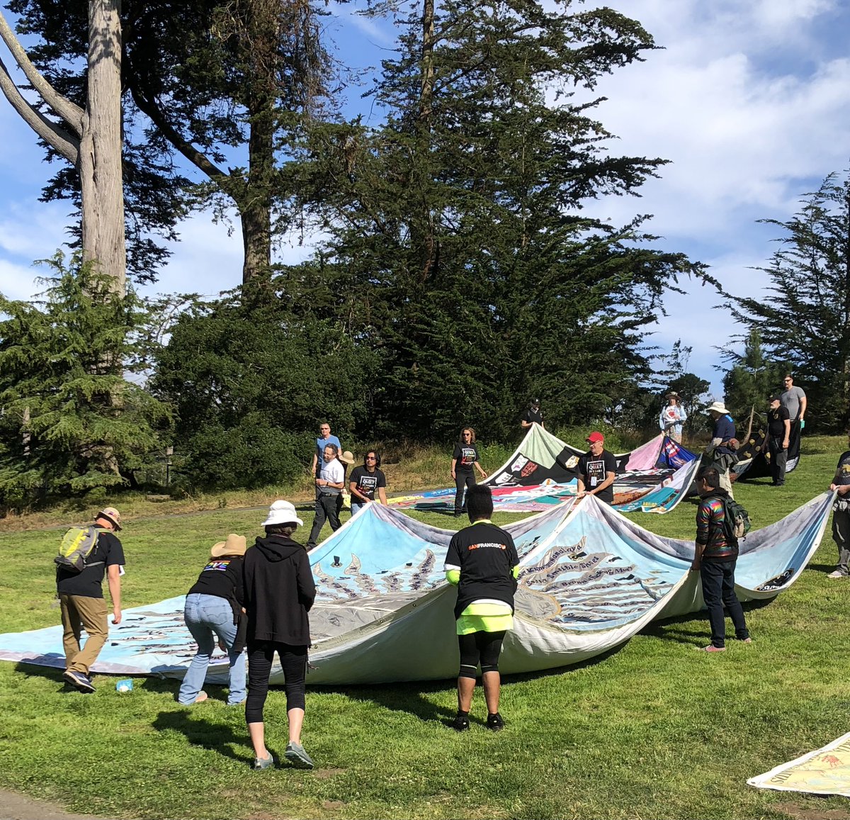 jjinsf's tweet image. Portions of the AIDS Memorial Quilt were on view at @aidswalksf today, a poignant reminder of why we walk each year.  #HIVAIDS