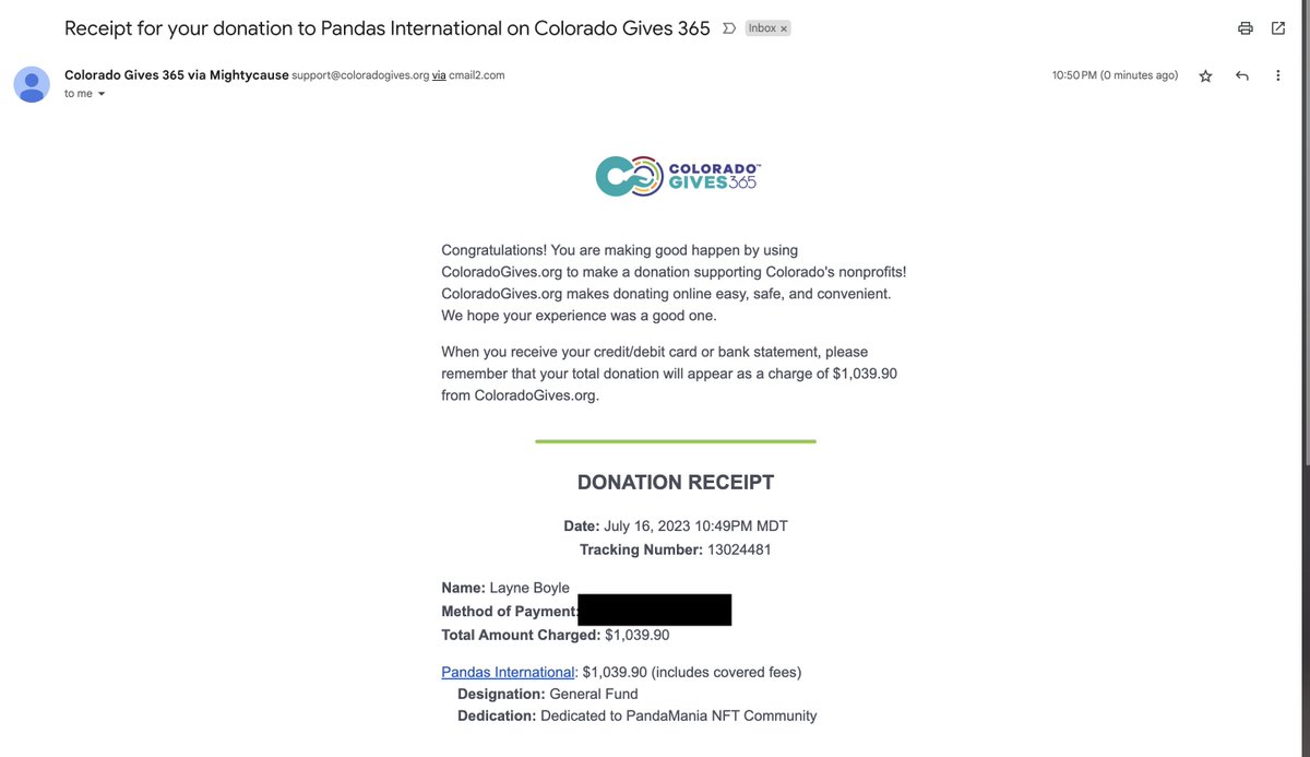 PandaMania_NFT's tweet image. 🐼 Getting caught up with some donations to @PandasInt SAVING REAL LIFE #GIANTPANDAS 🐼

🎉 Another $1,039.90 donated!!! 👀 

That brings our total to $52,304.22.

Think we can get a &quot;WOOT WOOT&quot; from ya!? 😘 

#PandaFam #SaveThePandas