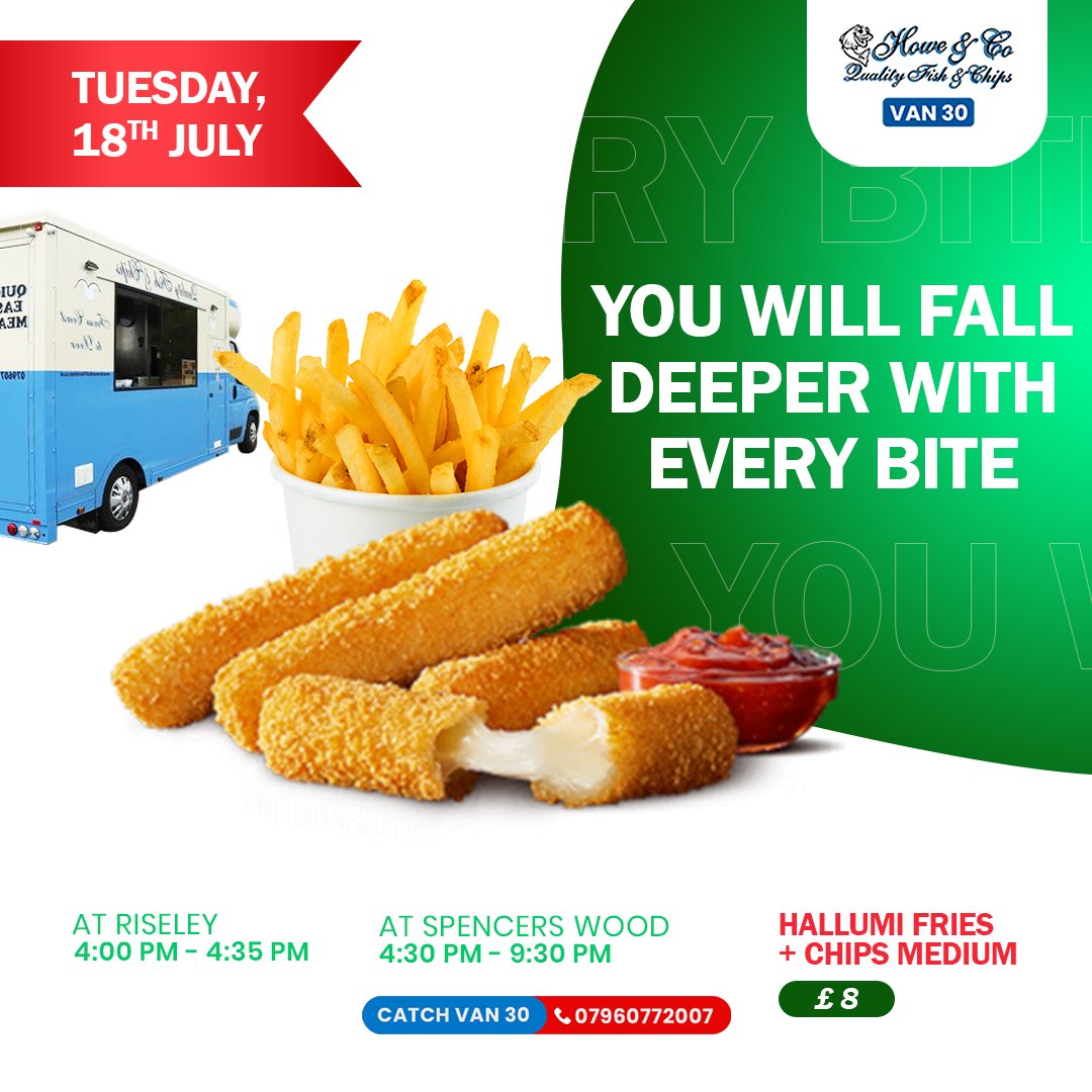 howechippyvan30's tweet photo. 🐟HOWE AND CO FISH AND CHIPS 🍟

🥳 Great news...We will be in RISELEY and SPENCERS WOODS again TONIGHT (Tuesday, 18th July)🥳

#fishandchipsinspencerswood #friesinriseley #HoweAndCoVan30 #Van30 #FishandChips #cod #streetfoodsuk #streetfoodtruck #finestfishandchips https://t.co/lAFLuPzG0K
