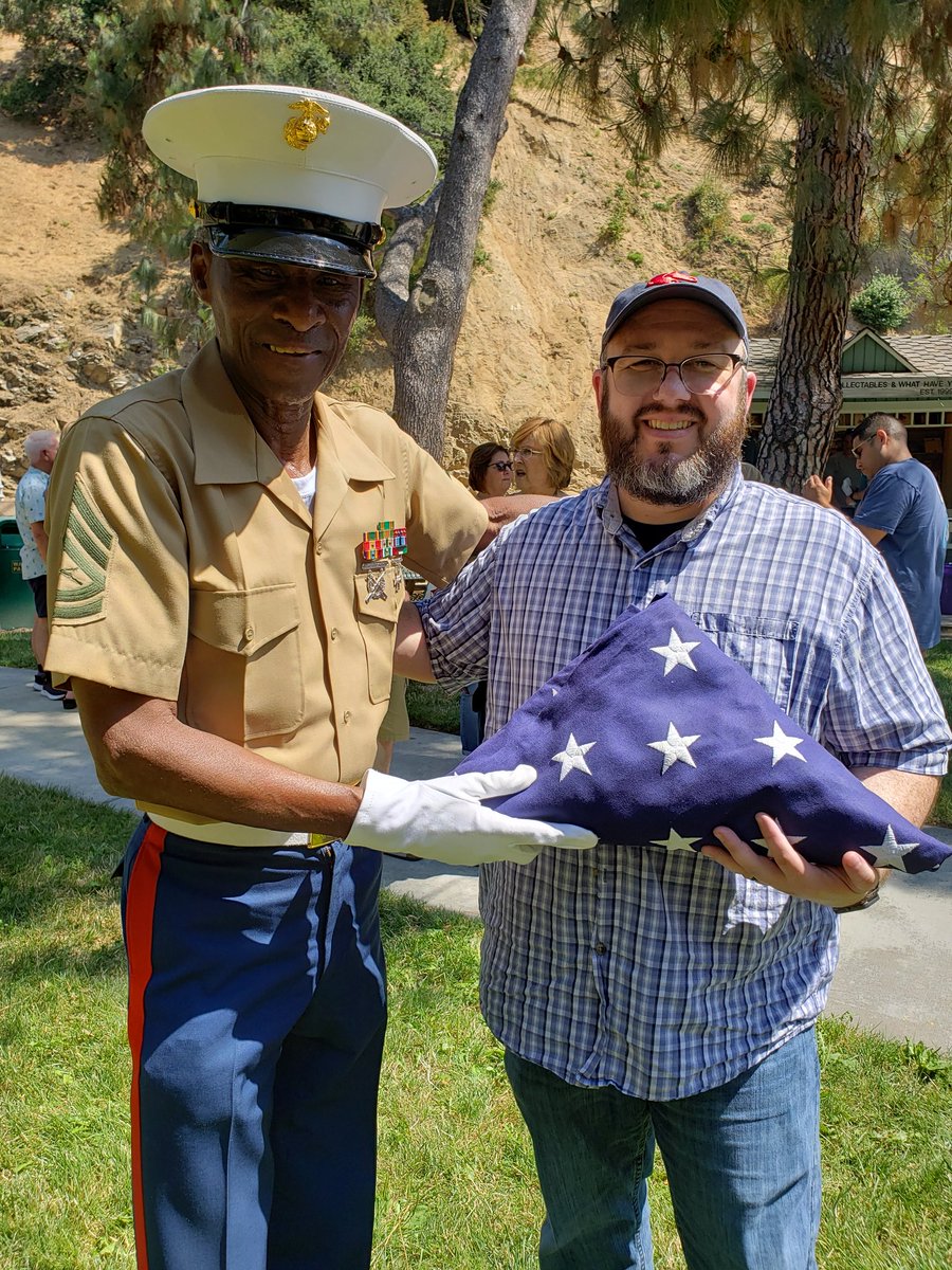Made it out to @waltsbarn for the first time today and had the privilege of seeing Gunny perform the flag retreat. We've missed him on Main st.