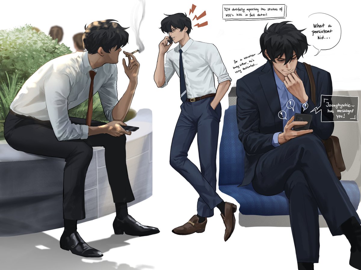 ShweezyLiz's tweet photo. Dokjoong / dokhyuk 

Me when I finally got my drawing hands back: *uses it to continue the dilfja thirst* 

IT’S BEEN A WHILE, SO HERE’S SOME DILFJA STUDIES I DID + babysitter (he tried to be one) yjh with homophobic (specifically to JUST yjh) kids. https://t.co/KQKCEE9oYV