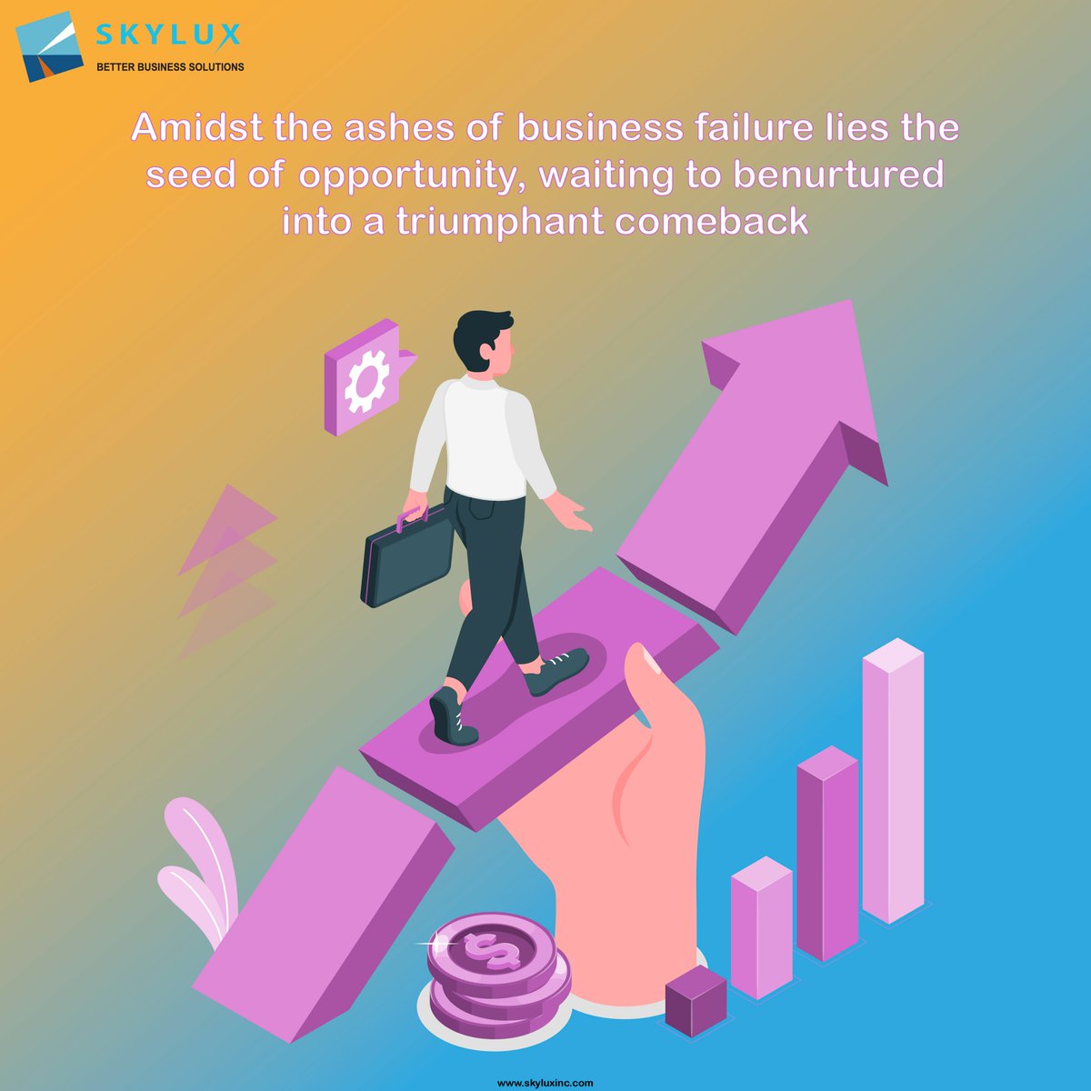 skylux_inc's tweet image. Amidst the ashes of business failure lies the seed of opportunity, waiting to be nurtured into a triumphant comeback #business #callcentersolution #Genesys #skyluxinc #contactcentersolutions