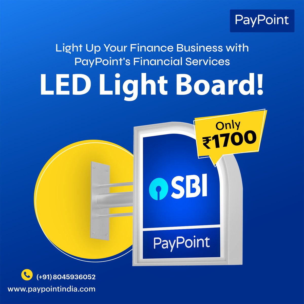 Lighten up your finance business with PayPoint's LED light! Attract more customers with a welcoming ambiance. Get it now for just Rs. 1700.

#PayPoint #HarPaymentDigital #SBI #KioskBanking #CSP #BankingServices #FinancialInclusion #RuralBanking #DigitalVikas