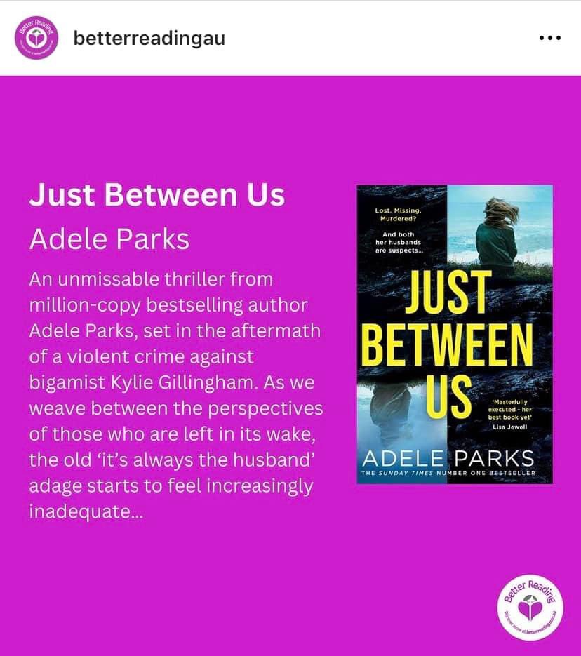 So honoured that @betterreadingau has reviewed JUST BETWEEN US and said such wonderful things! Full review on their website betterreading.com.au Out in Australia now and on Aug 17th in the UK order your copy now amzn.eu/d/2vuNvtn