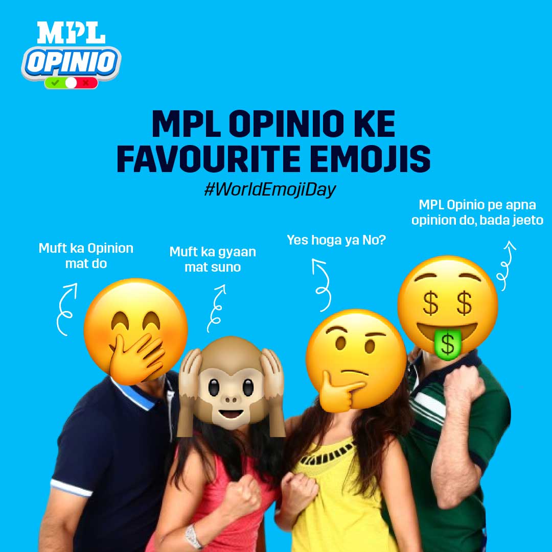 Hamare favourite emojis ka bhi ek hi Opinion hai, jab koi free ka opinion puche - 🤫 Do apne opinions only on MPL Opinio aur bada jeeto! #WorldEmojiDay 😇 #MPLOpinio #topicalspot #topical #trending #topicalpost #Emoji #EmojiDay #EmojiLove