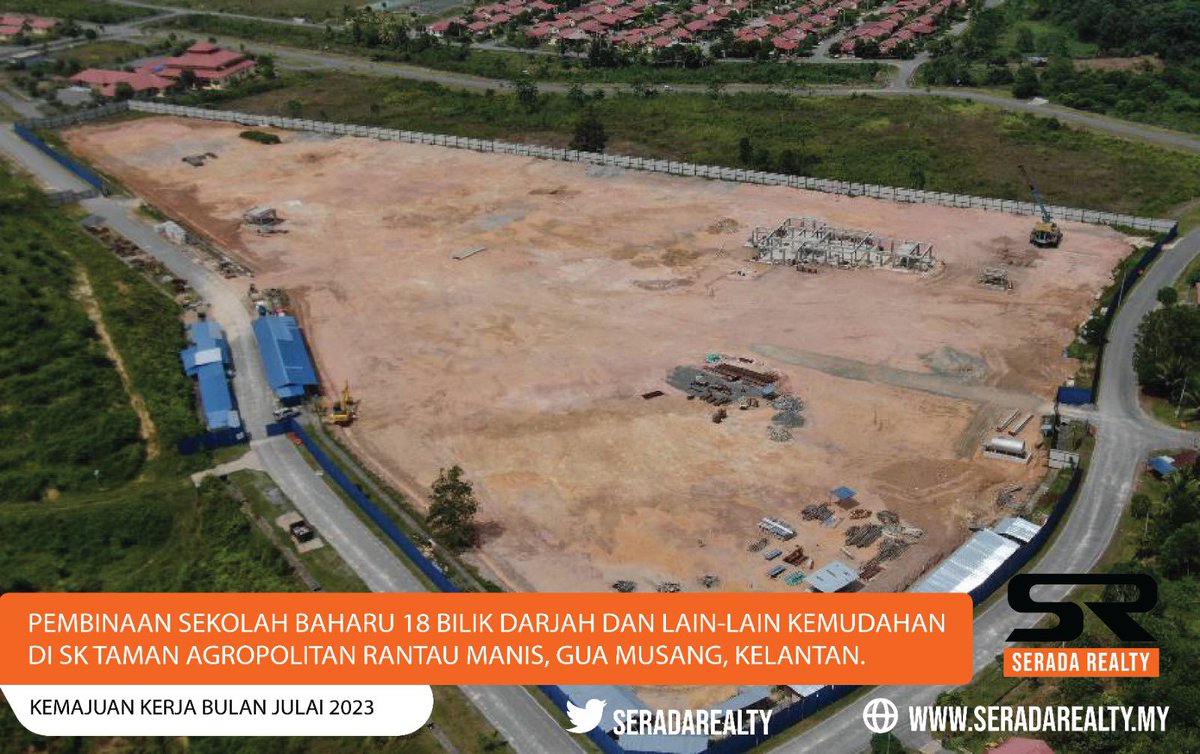 Serada Realty (@seradarealty) on Twitter photo Kemajuan kerja bulan Julai 2023
Projek pembinaan sekolah baharu 18 bilik darjah dan lain-lain kemudahan di SK Taman Agropolitan, Rantau Manis, Gua Musang , Kelantan. Kemajuan semasa di tapak bina.
@MOWorks <a href="/JKRMalaysia/">JKR Malaysia</a> <a href="/JKRKelantan/">ᴊᴋʀ ɴᴇɢᴇʀɪ ᴋᴇʟᴀɴᴛᴀɴ</a> <a href="/jkrguamusang/">JKR Gua Musang</a> <a href="/JKRKESEDAR/">JKRKESEDAR</a> Kemajuan kerja bulan Julai 2023
Projek pembinaan sekolah baharu 18 bilik darjah dan lain-lain kemudahan di SK Taman Agropolitan, Rantau Manis, Gua Musang , Kelantan. Kemajuan semasa di tapak bina.
@MOWorks <a href="/JKRMalaysia/">JKR Malaysia</a> <a href="/JKRKelantan/">ᴊᴋʀ ɴᴇɢᴇʀɪ ᴋᴇʟᴀɴᴛᴀɴ</a> <a href="/jkrguamusang/">JKR Gua Musang</a> <a href="/JKRKESEDAR/">JKRKESEDAR</a>